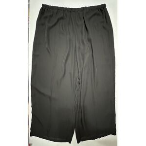 Sunny Taylor Wide Leg Black Dress Pants Lined Elastic Waist Chiffon Plus Size 3X